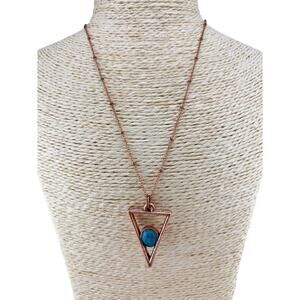 Merging Metals Electroformed Turquoise Triangle Copper Chain Necklace